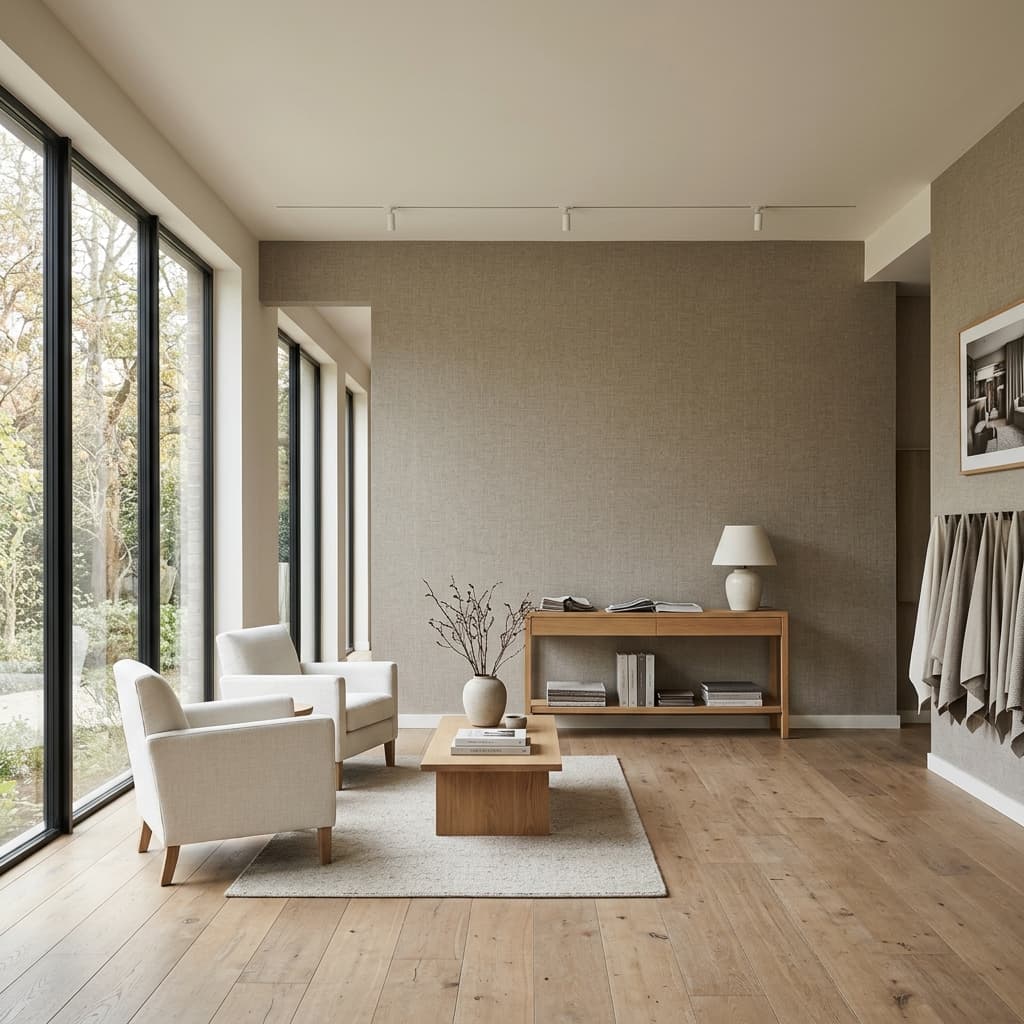 Intérieur résidentiel avec revêtement mural structuré